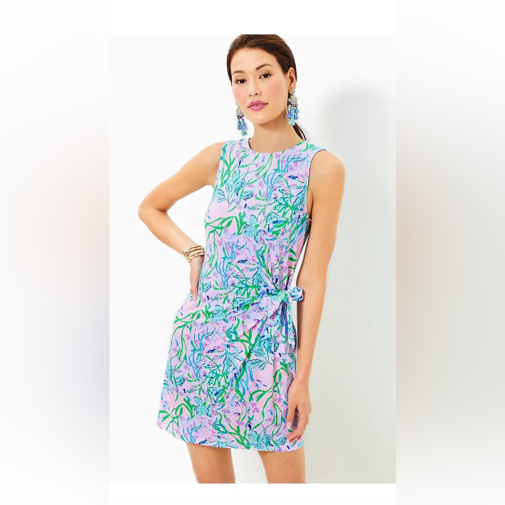 Lilly Pulitzer Lavender Pink Green Printed Sleeveless Midi Dress